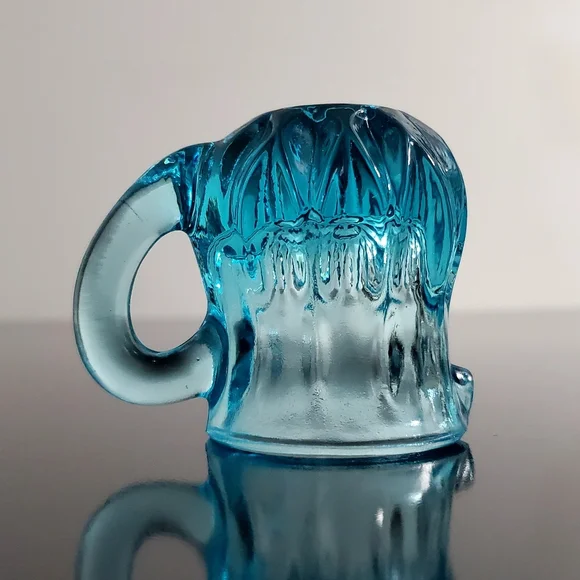 GLOWS Degenhart Aqua Blue Glass Mini Pitcher Toothpick Holder - Picture 6 of 12